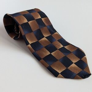 Jimmy V Jim Valvano Mens Silk Tie Brown Navy Blue Checkerboard Wide‎ 4 Inch